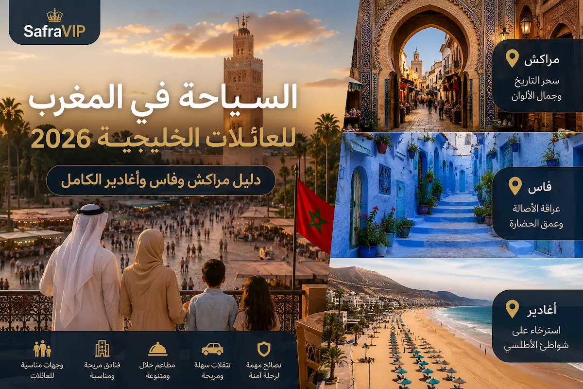 السياحة في المغرب للعائلات الخليجية 2026 — دليل SafraVIP الشامل