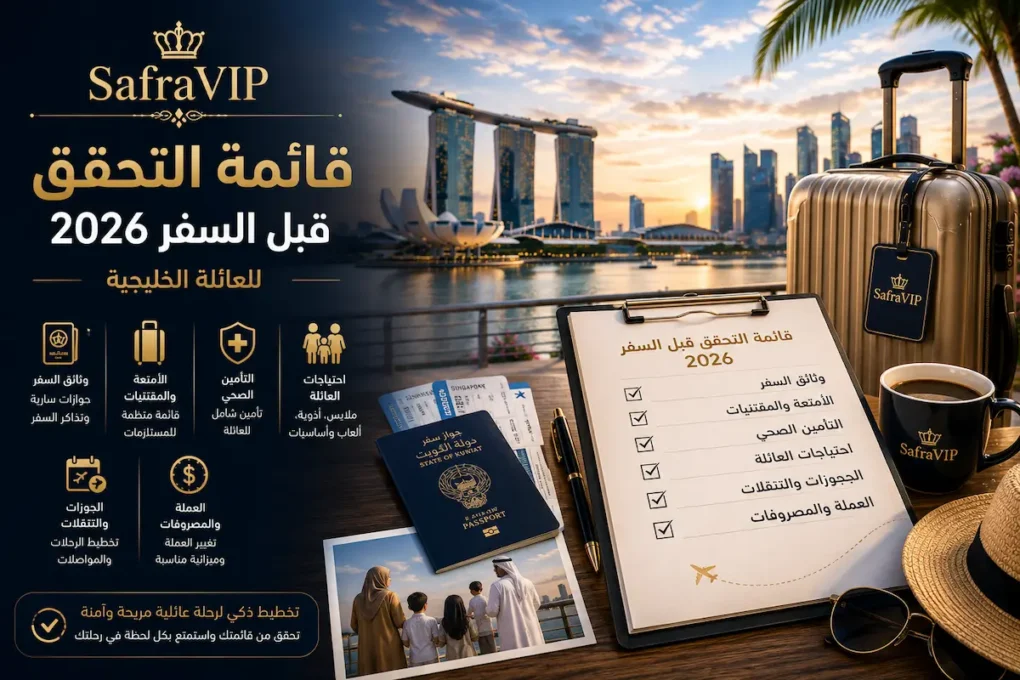 SafraVIP — قائمة التحقق قبل السفر 2026 للعائلة الخليجية